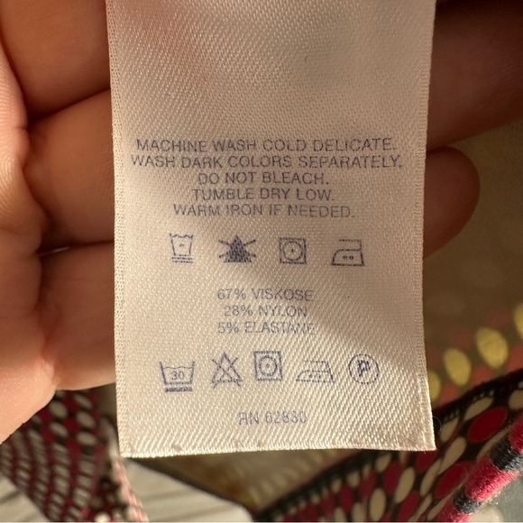 Lands' End size 12 dress, navy w/red & white polka dots, spring, summer, office - Picture 7 of 11